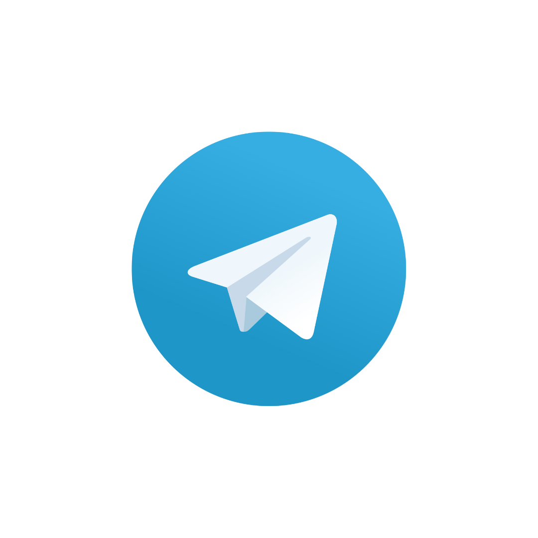 a blue and white square button with a paper airplane on it